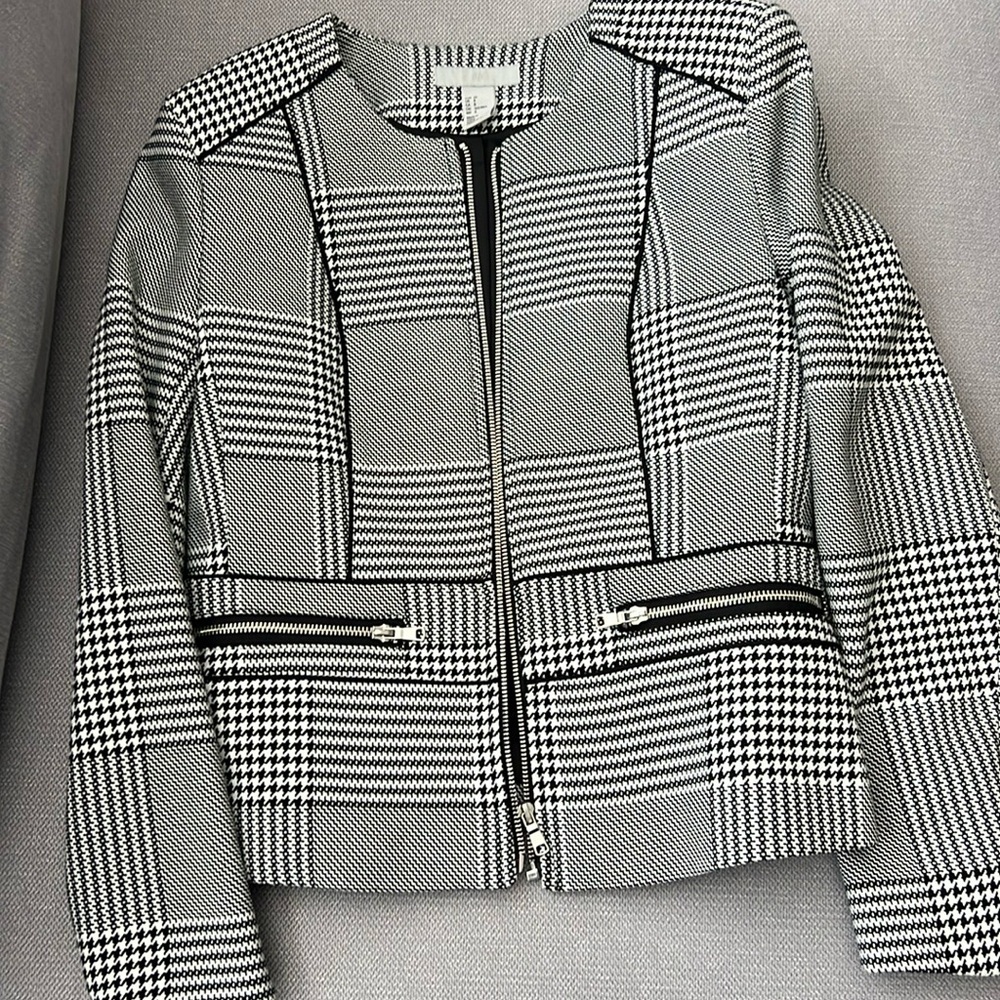 Tailored Houndstooth Zip-Front Women's Jacket
